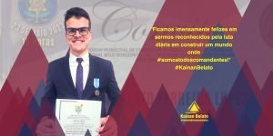 É com muito orgulho que recebemos esta honraria tão especial quanto o reconhecimento como embaixador da paz no Brasil, diz Kainan Belato